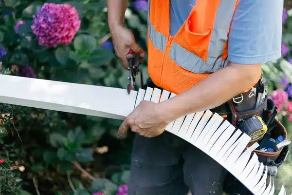 Expert cutting siding to complete a siding repair job