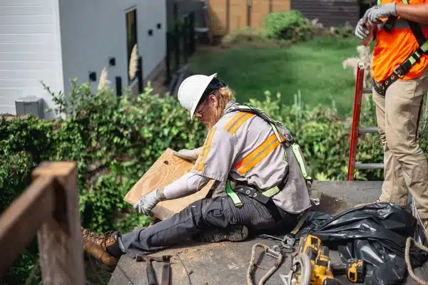 Working repairing a roof component